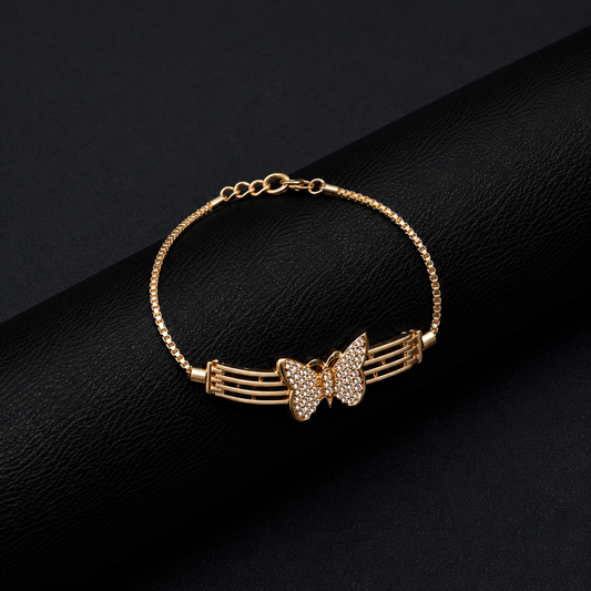 Silver Rose Gold Butterfly Diamond Bracelet