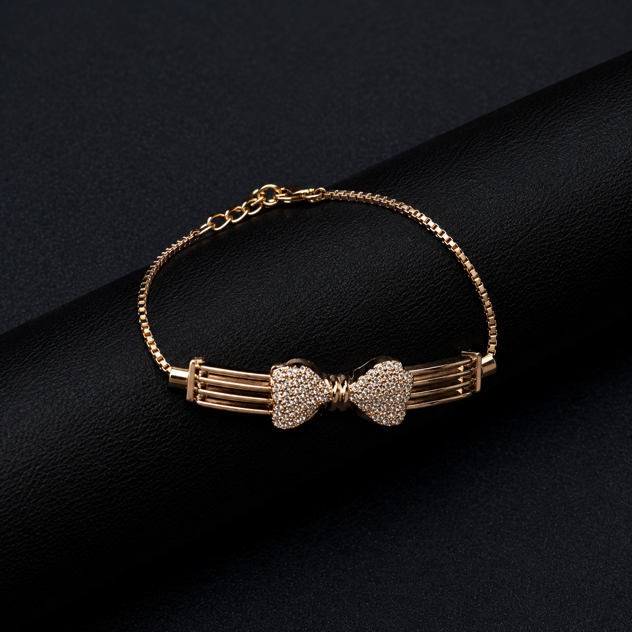 Silver Rose Gold Bow Diamond Bracelet