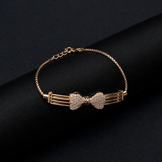 Silver Rose Gold Bow Diamond Bracelet