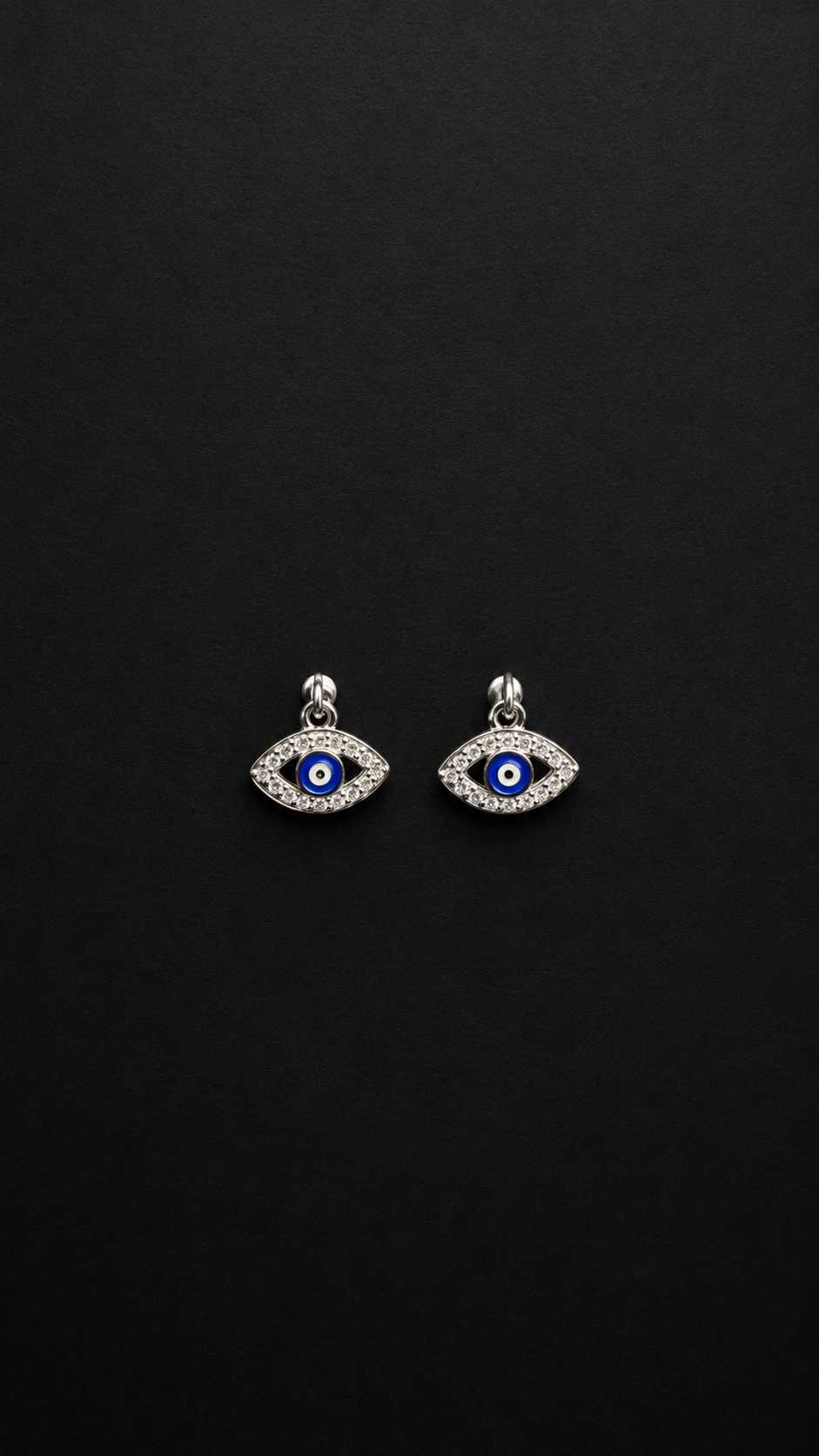 Silver Evil Eye Top Ear Piercing Earrings