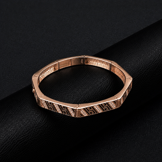 Silver Rose Gold Diamond Kada Bracelet