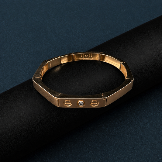 Silver Rose Gold Kada Style Bracelet