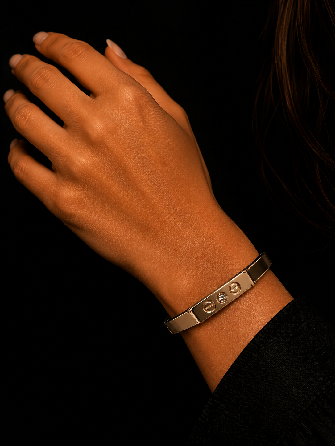 Silver Rose Gold Kada Style Bracelet