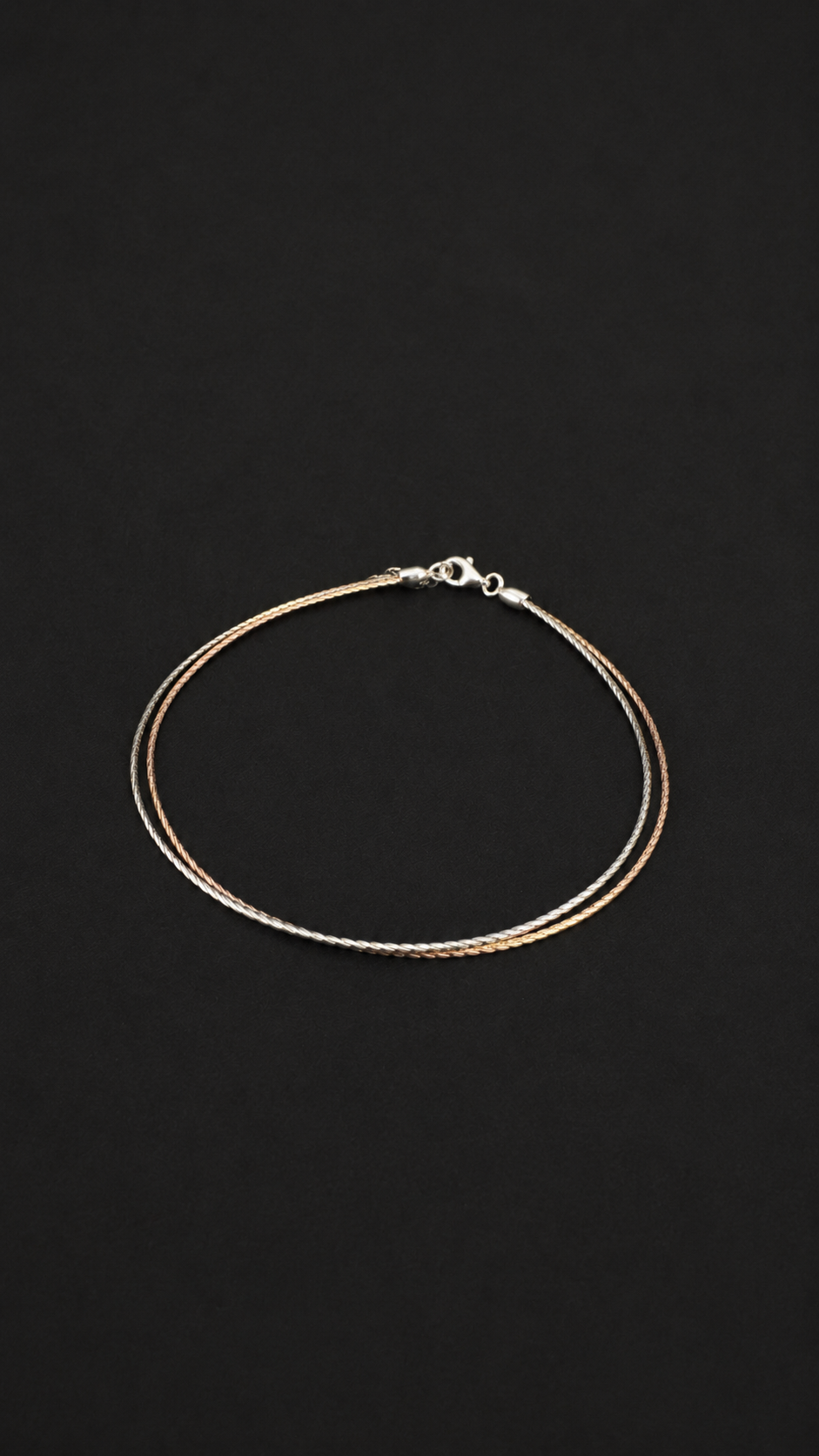 Silver & Rose Gold Wire Style Anklet
