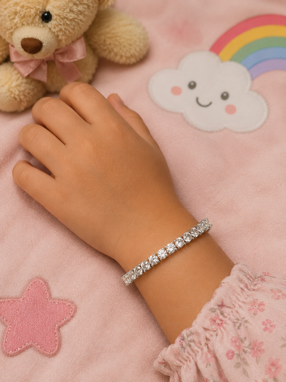 Silver Diamond Kada Bracelet for Kids