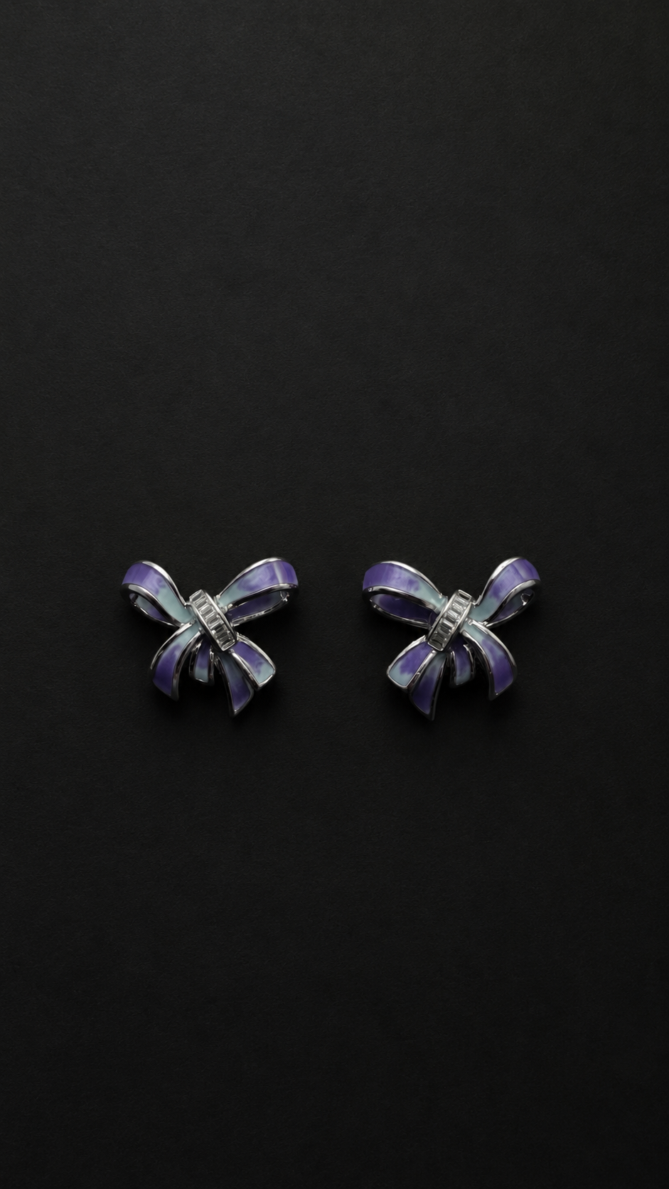 Silver Blue Bow Stud Earrings