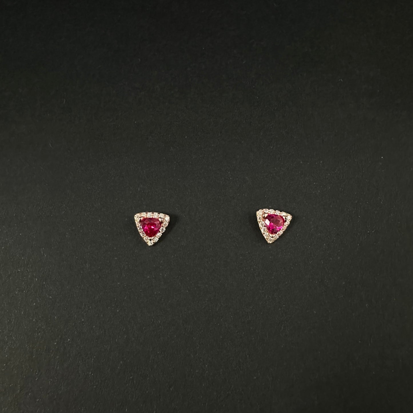 Rose Gold Pink Heart Diamond Stud Earrings for Women