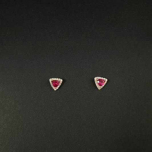 Rose Gold Pink Heart Diamond Stud Earrings for Women