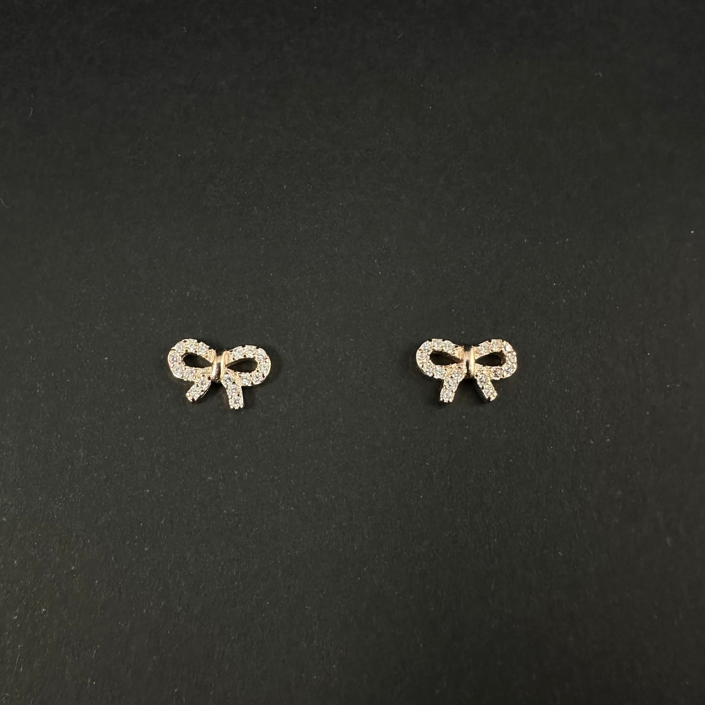 Rose Gold Bow Diamond Stud Earrings for Women