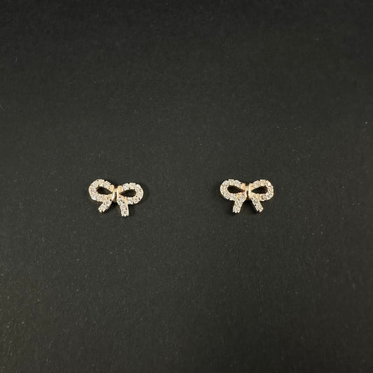 Rose Gold Bow Diamond Stud Earrings for Women