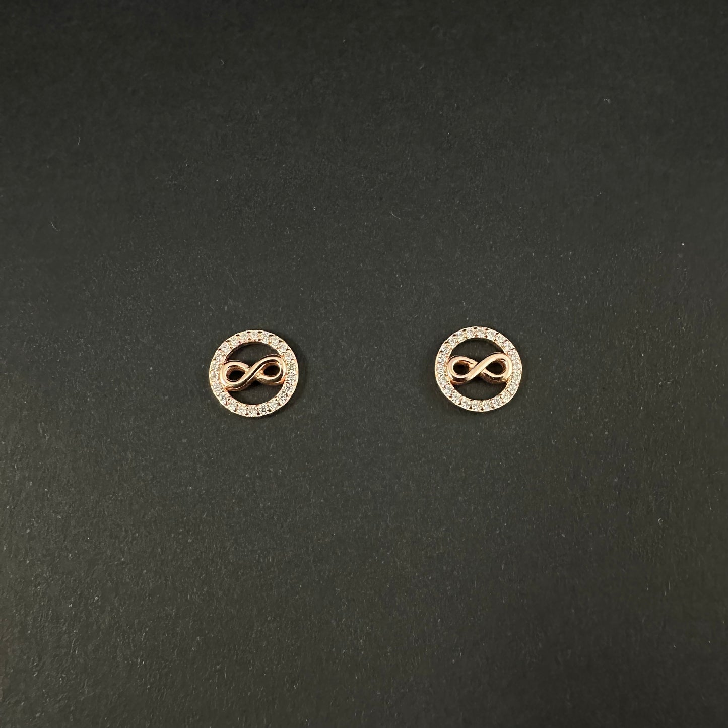 Rose Gold Infinity Diamond Stud Earrings for Women