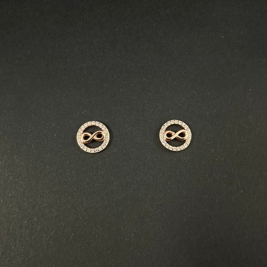 Rose Gold Infinity Diamond Stud Earrings for Women