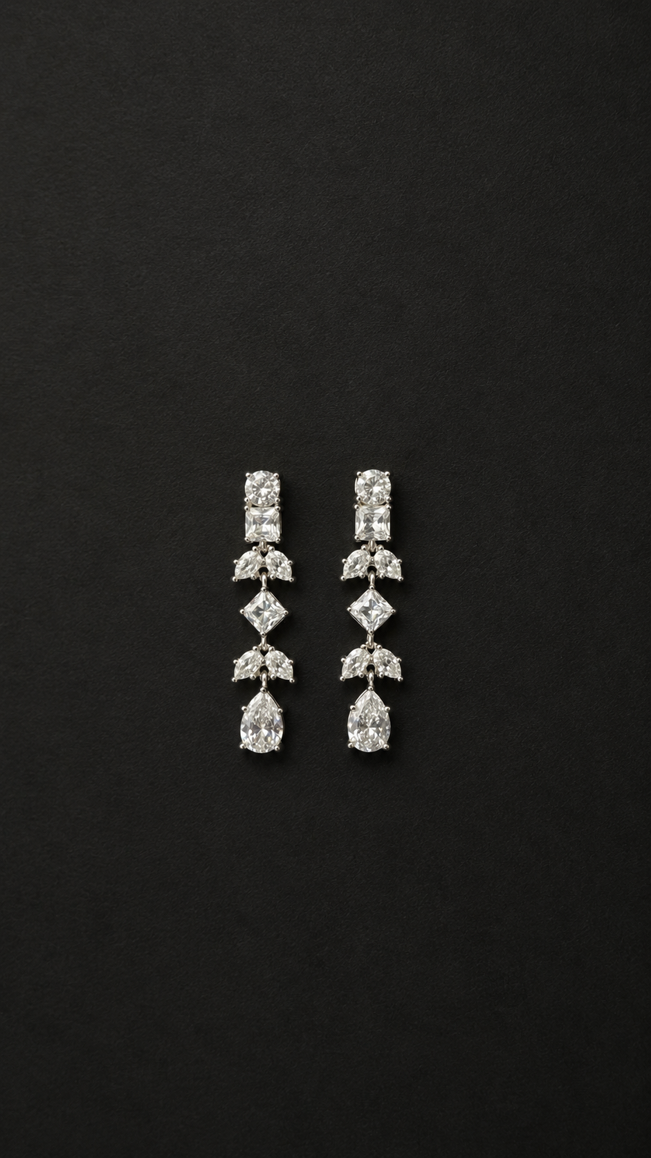 Silver Diamond Dangling Earrings