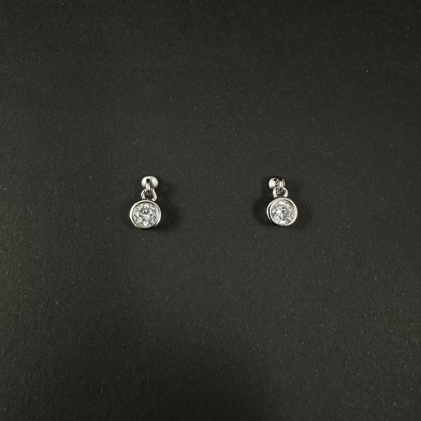 Silver Solitaire Diamond Drop Stud Earrings for Women