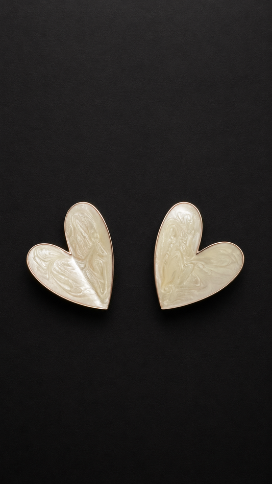 Silver Big Heart Stud Earrings