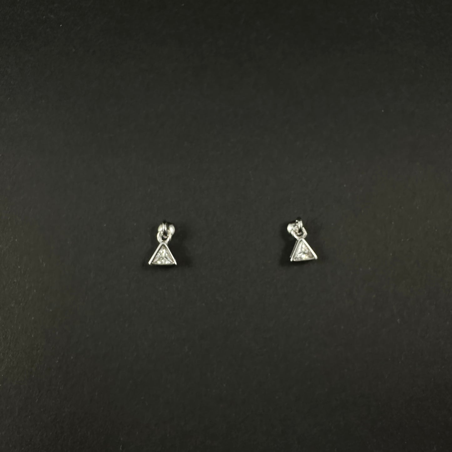 Silver Triangle Spark Diamond Drop Stud Earrings for Women