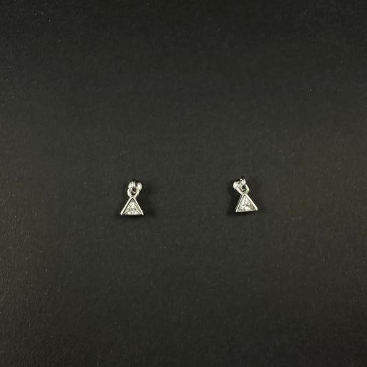Silver Triangle Spark Diamond Drop Stud Earrings for Women