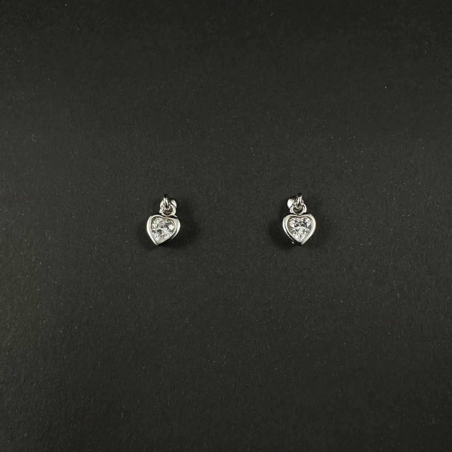 Silver Heart Spark Diamond Drop Stud Earrings for Women