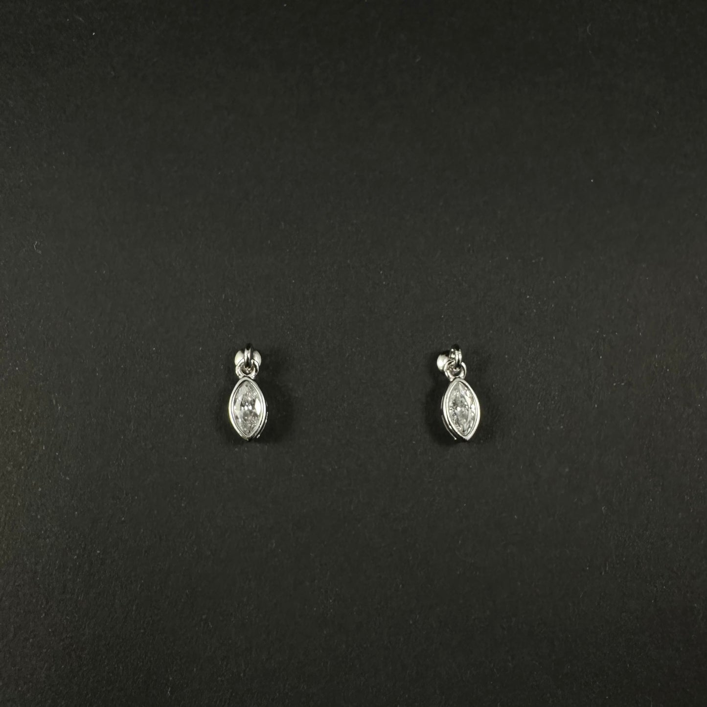Silver Elegant Marquise Diamond Drop Stud Earrings for Women