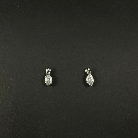 Silver Elegant Marquise Diamond Drop Stud Earrings for Women