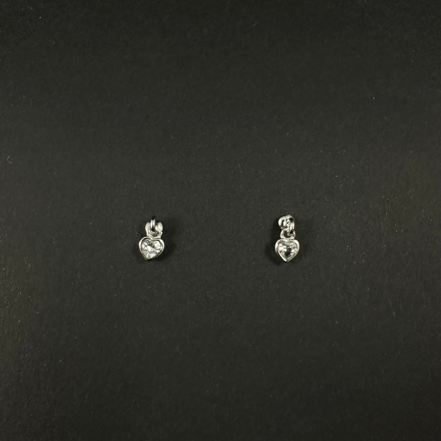 Silver Mini Heart Diamond Drop Stud Earrings for Women