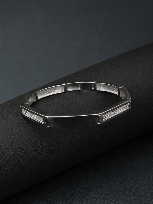Silver Diamond Kada Bracelet