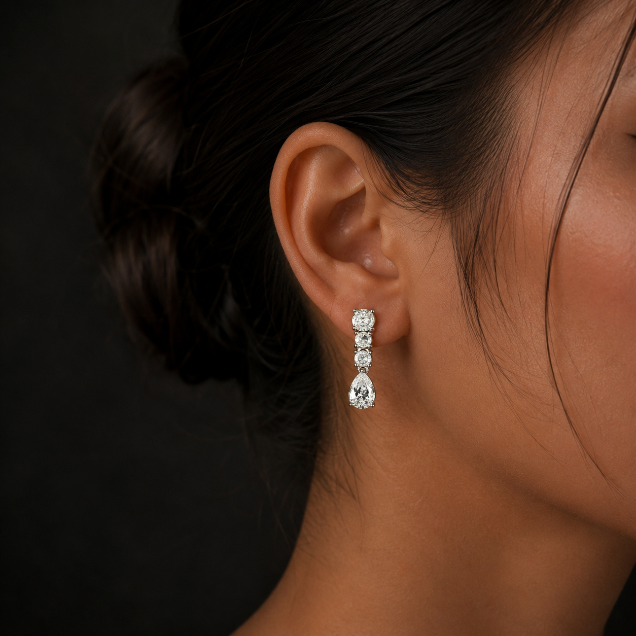 Elegant Silver Diamond Drop Earrings for Women