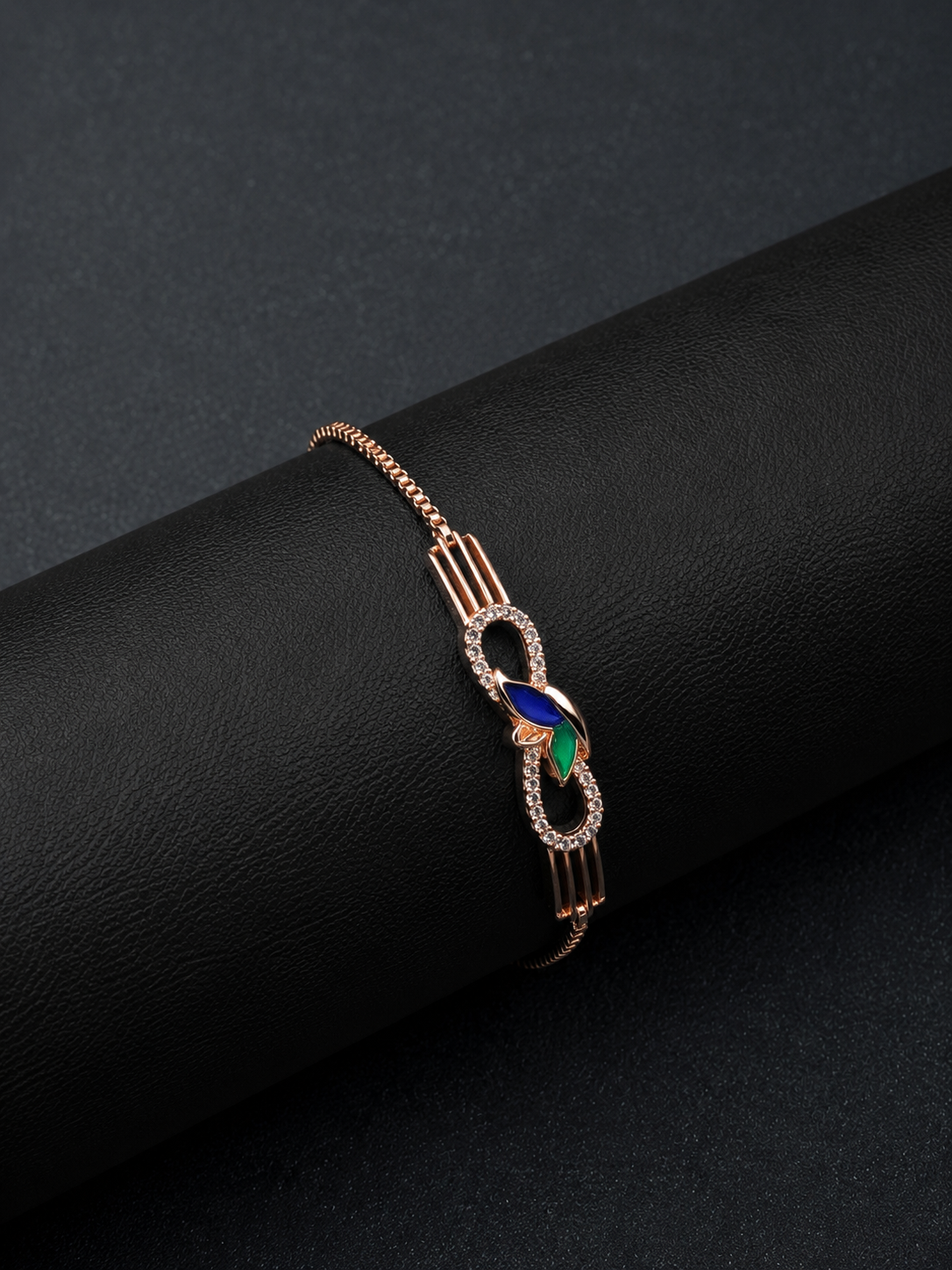 Silver Rose Gold Infinity Diamond Bracelet