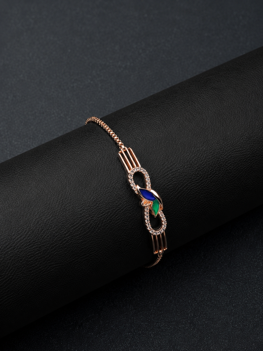 Silver Rose Gold Infinity Diamond Bracelet