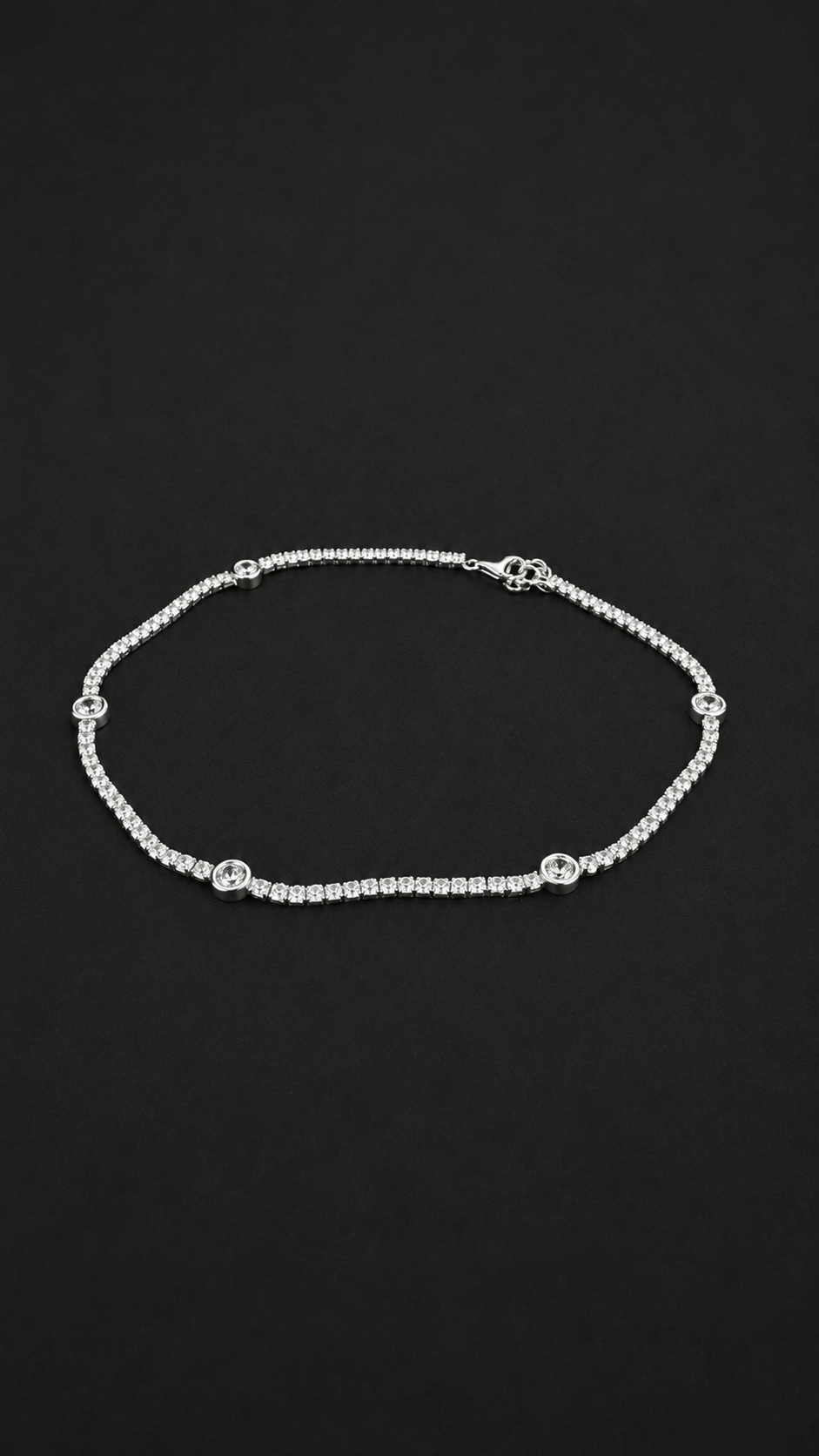 Silver Diamond Round Shape Anklet