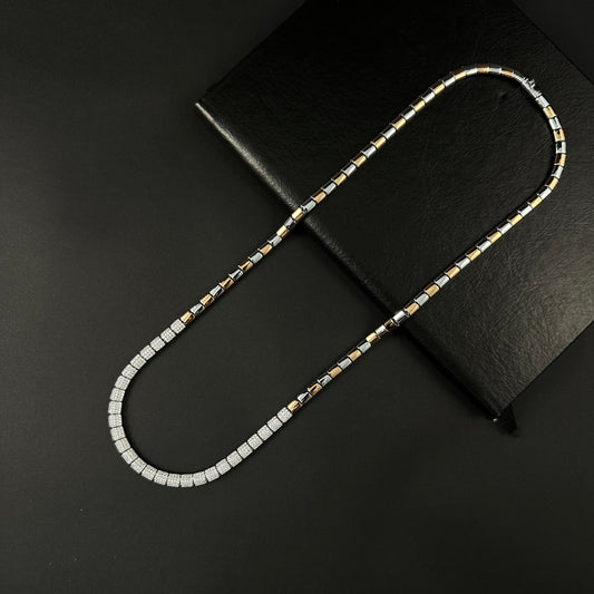 Men’s Dual Tone Diamond Long Chain in Gold & Silver