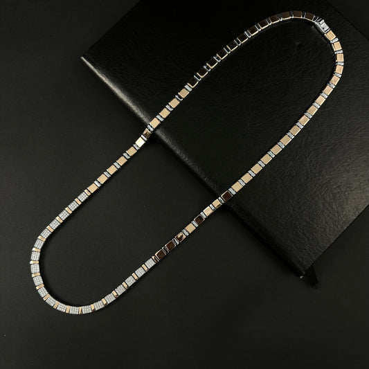 Men’s Dual Tone Gold & Silver Diamond Long Chain