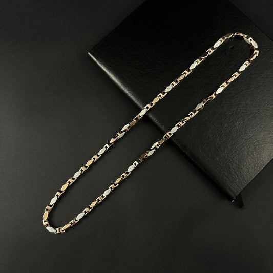 Men’s Dual Tone Gold & Silver Interlock Long Chain