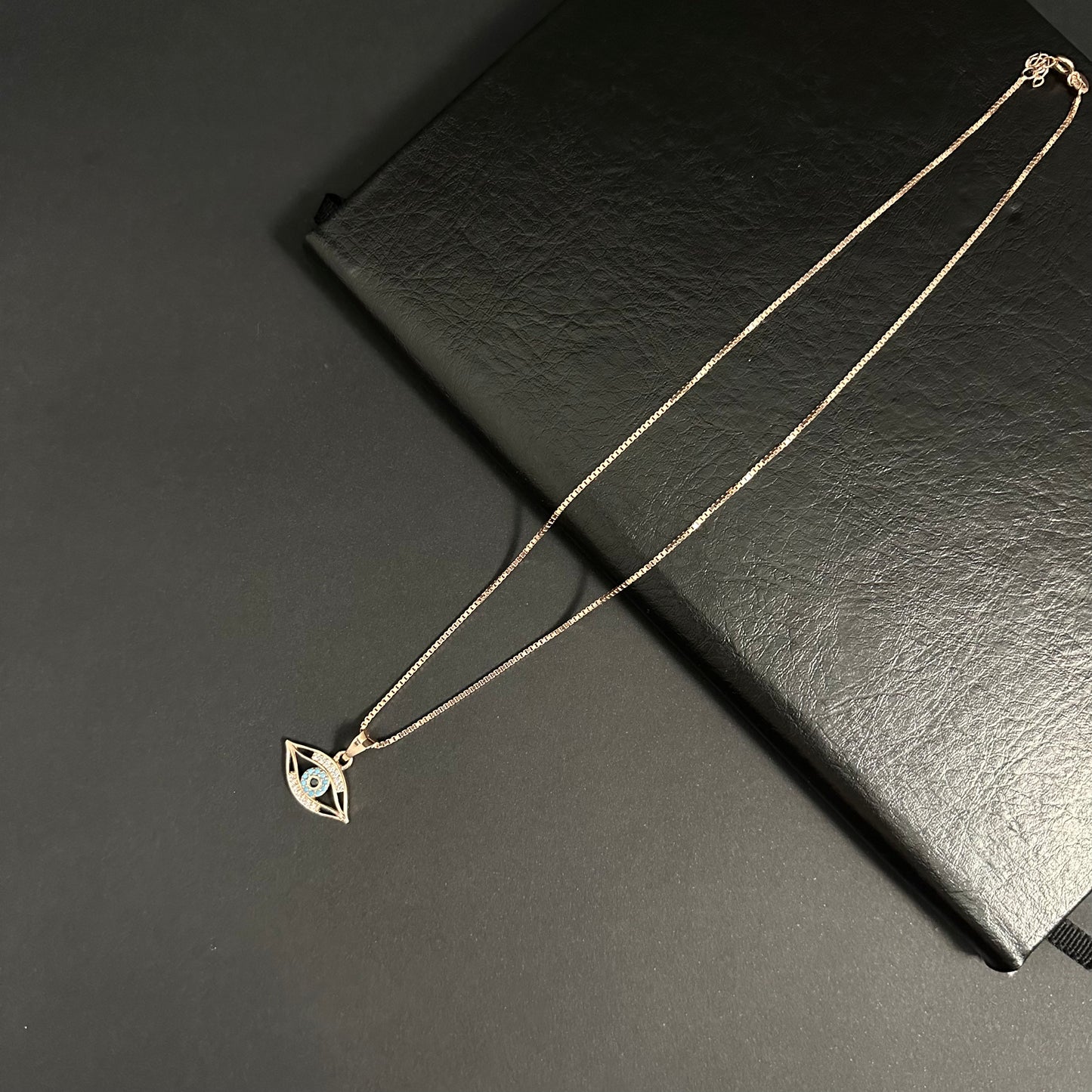 Rose Gold Evil Eye Pendant Necklace for Women