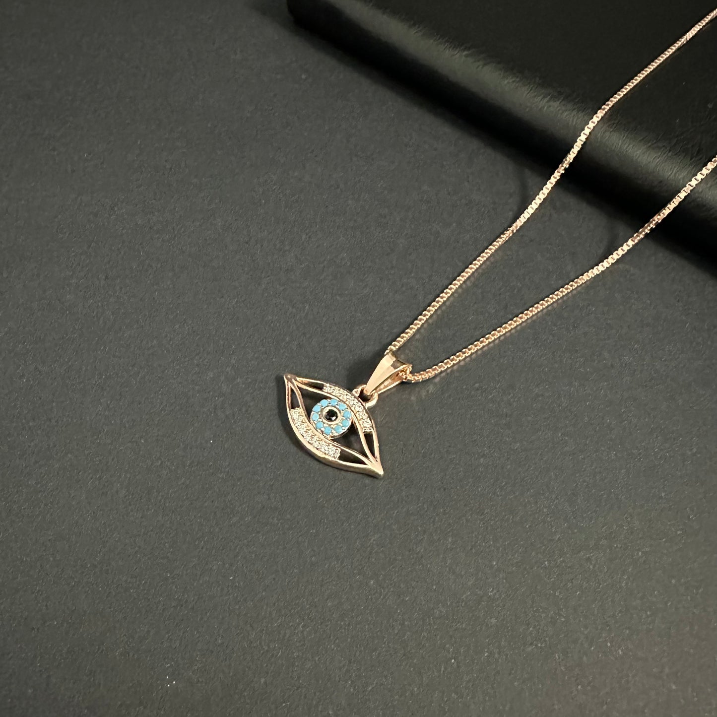 Rose Gold Evil Eye Pendant Necklace for Women