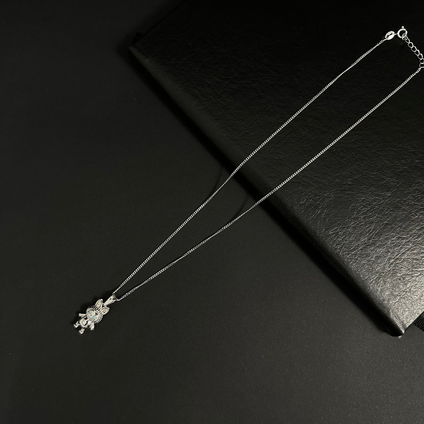 Silver Labubu Character Pendant Necklace for Women