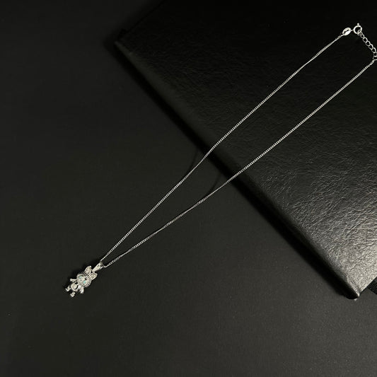 Silver Labubu Character Pendant Necklace for Women