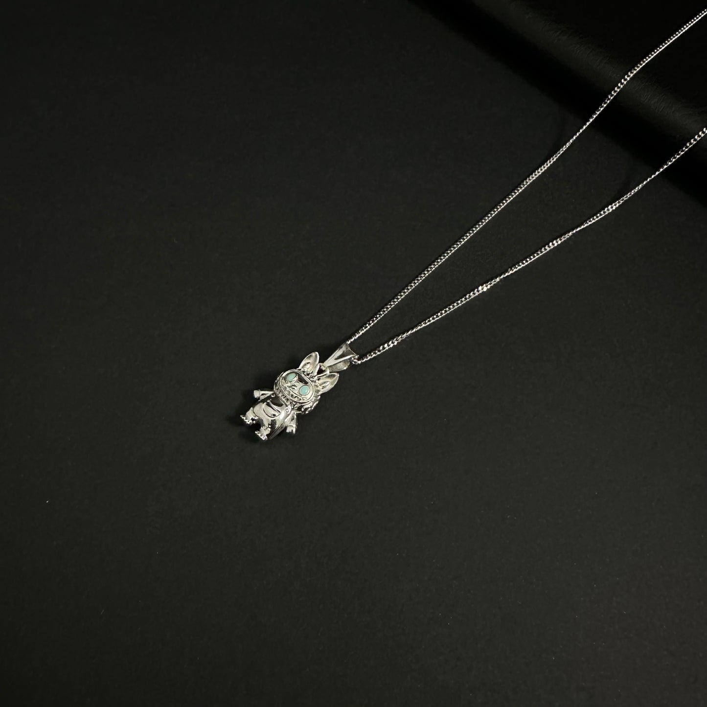 Silver Labubu Character Pendant Necklace for Women