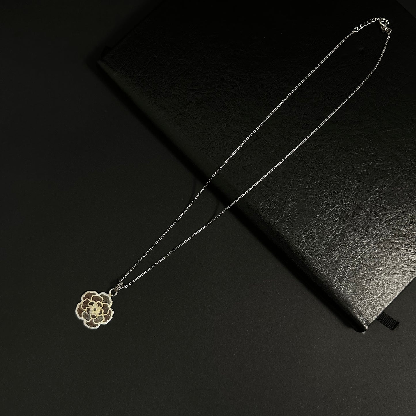 Silver Rose Blossom Pendant Necklace for Women