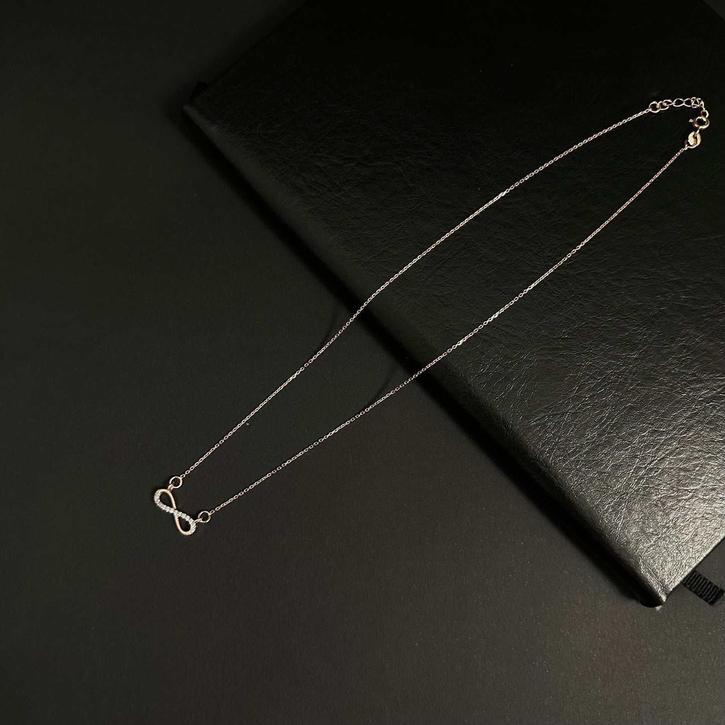 Silver Rose Gold Diamond Infinity Pendant Necklace for Women