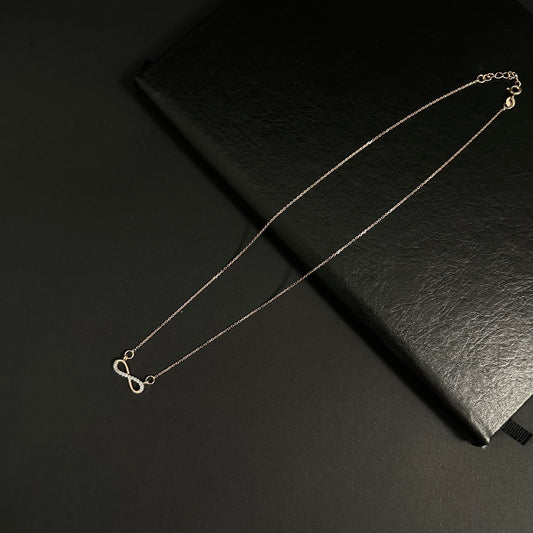 Silver Rose Gold Diamond Infinity Pendant Necklace for Women