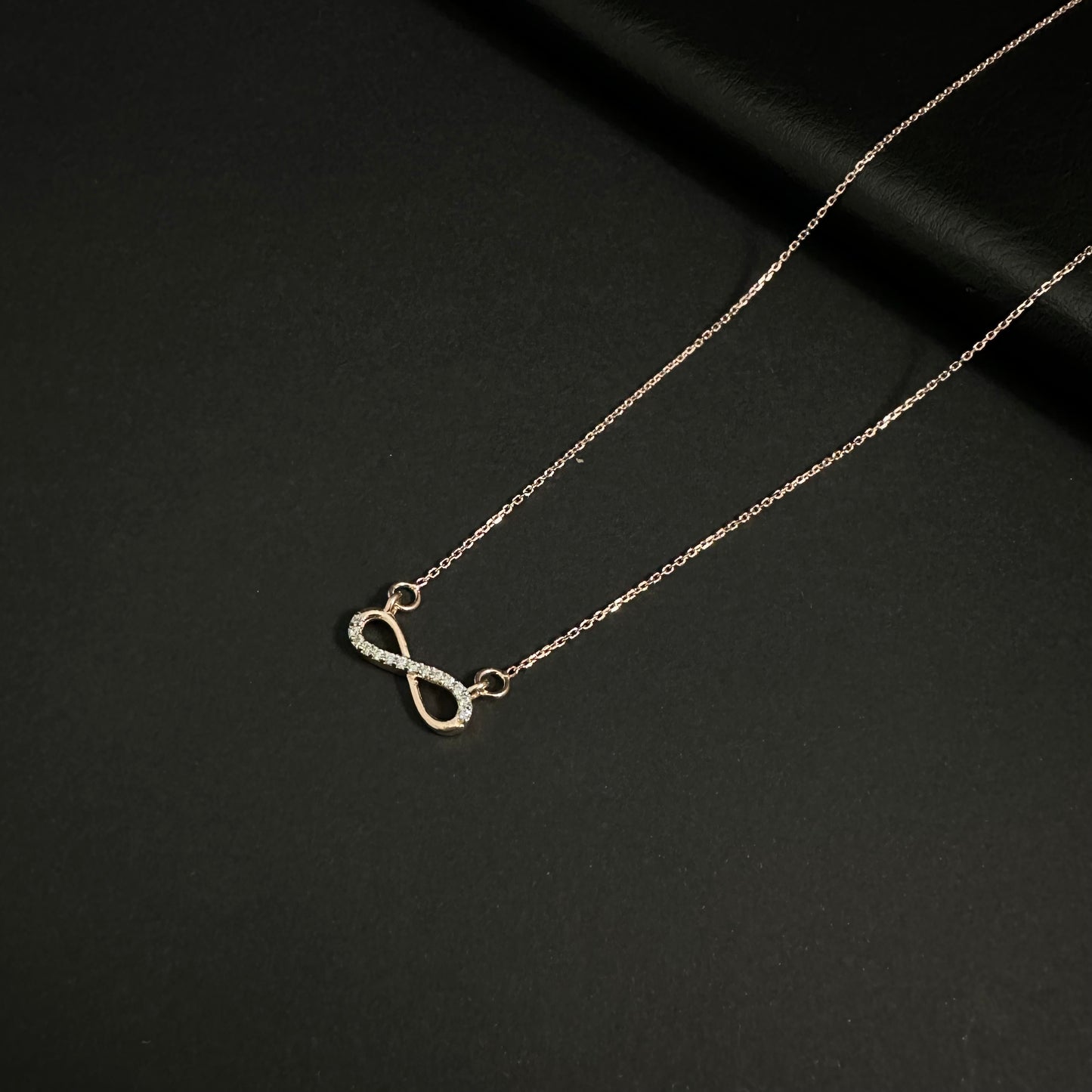 Silver Rose Gold Diamond Infinity Pendant Necklace for Women
