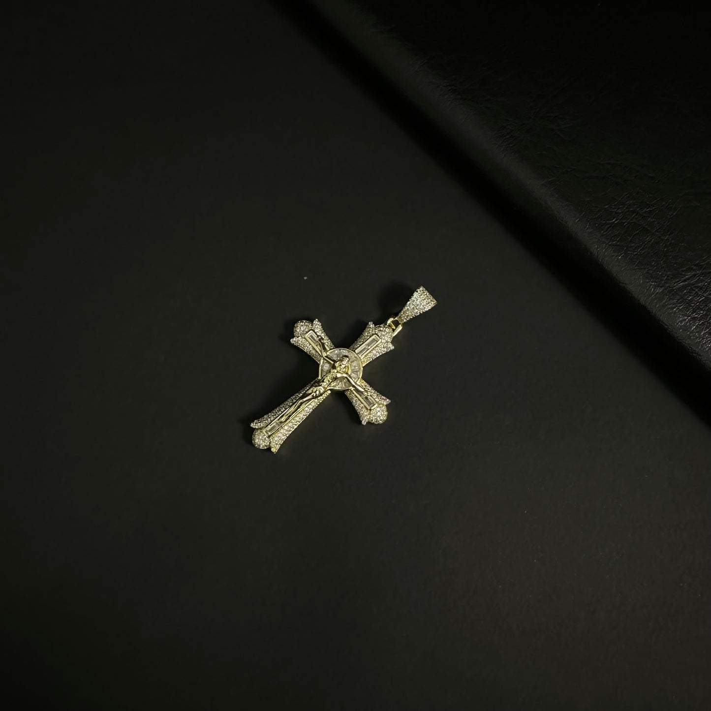 Silver & Gold Diamond Cross Pendant for Men and Women