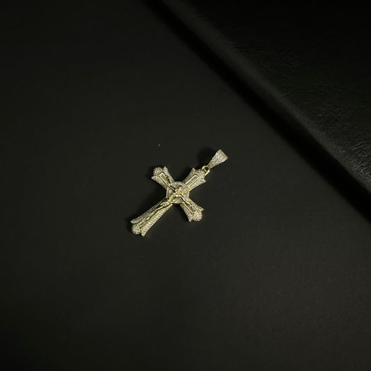 Silver & Gold Diamond Cross Pendant for Men and Women