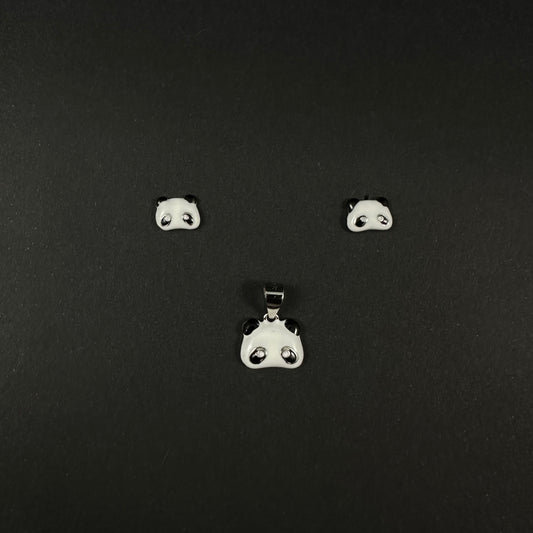 Silver Panda Pendant Set for Women