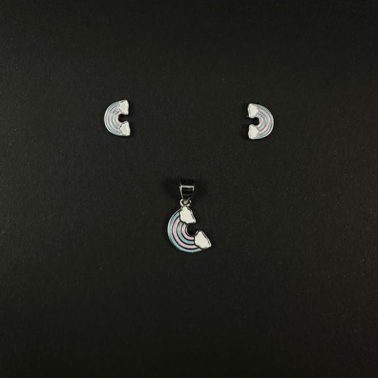Silver Pastel Rainbow Pendant Set for Women