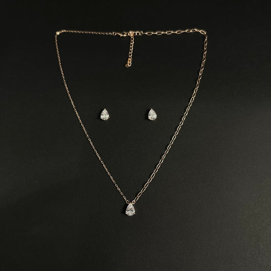 Silver Solitaire Diamond Pendant Set for Women