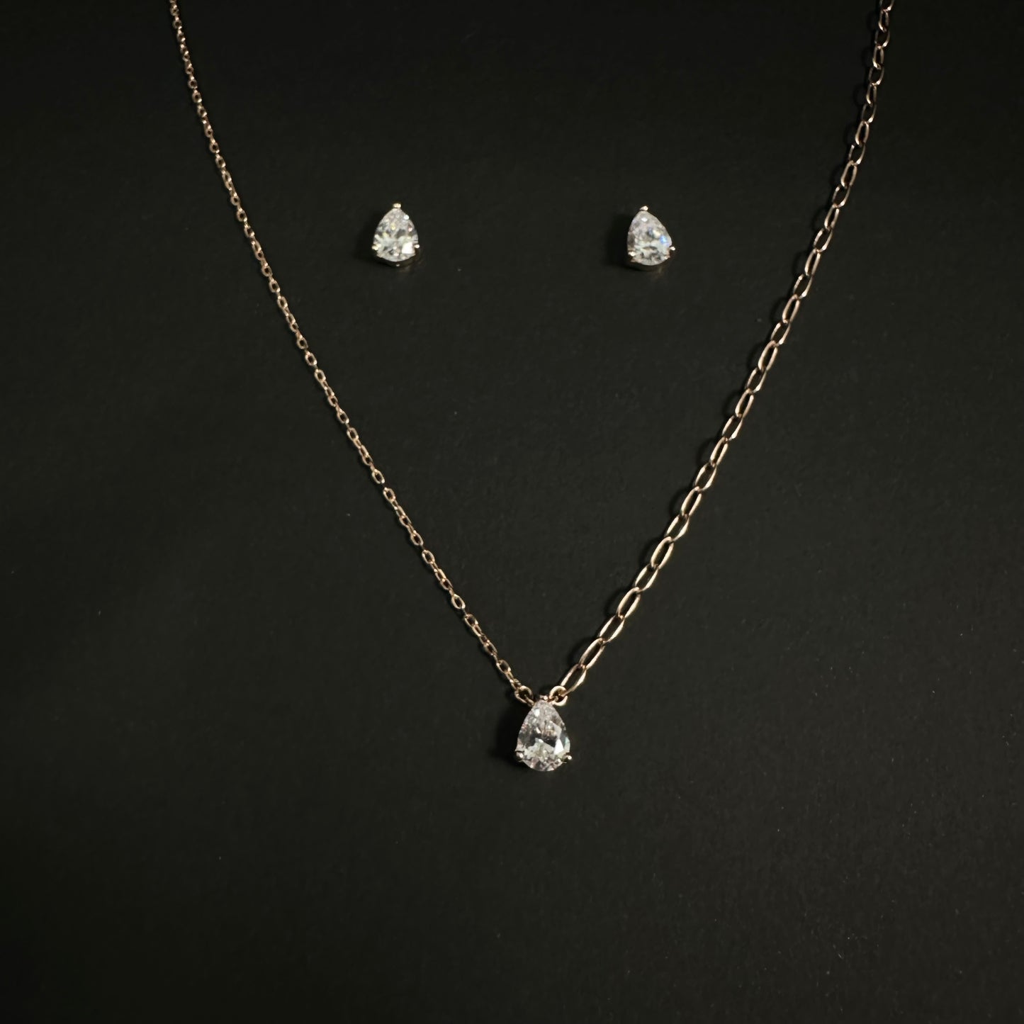 Silver Solitaire Diamond Pendant Set for Women