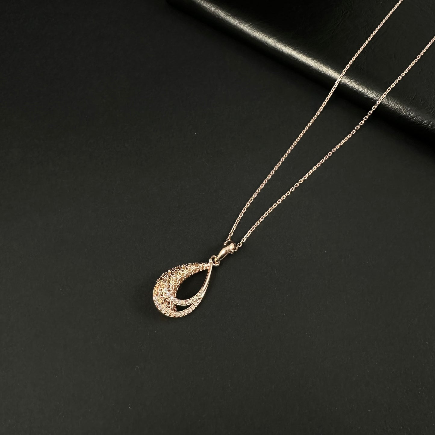 Rose Gold Teardrop Diamond Pendant for Women