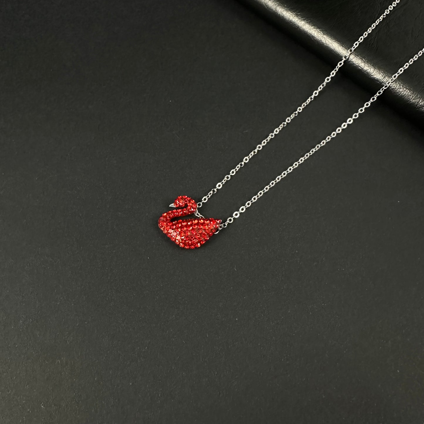 Ruby Red Swan Diamond Pendant for Women